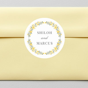 Sticker Rond Avalon Yellow Fleur sauvage Cercle noms de Mariage