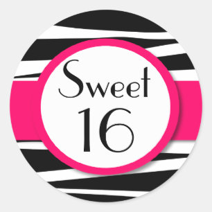 Sticker Rond Avant rose d'invitation de lucette de zèbre de