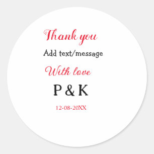 Sticker Rond Avec amour ajouter nom de couple lettre merci ajou