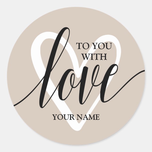 Sticker Rond Avec amour coeur sur mesure (Devant)