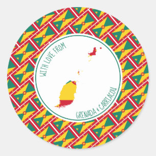 Sticker Rond Avec amour de GRENADA CARRIACOU Carte Drapeau
