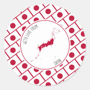 Sticker Rond Avec amour du JAPON Carte du drapeau