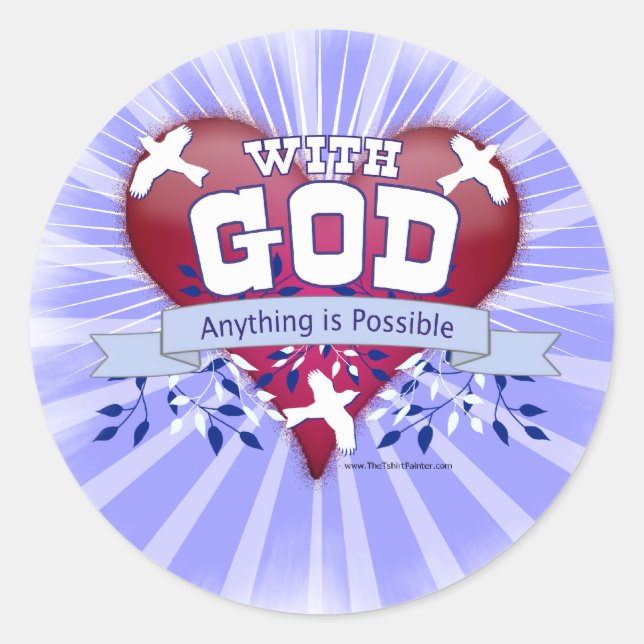 Sticker Rond Avec Dieu tout est possible (Devant)