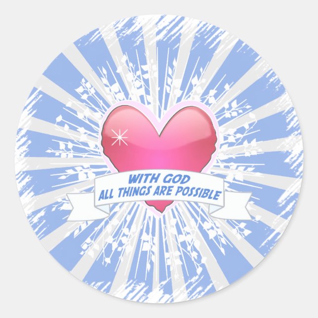 Sticker Rond Avec Dieu, tout est possible (Devant)