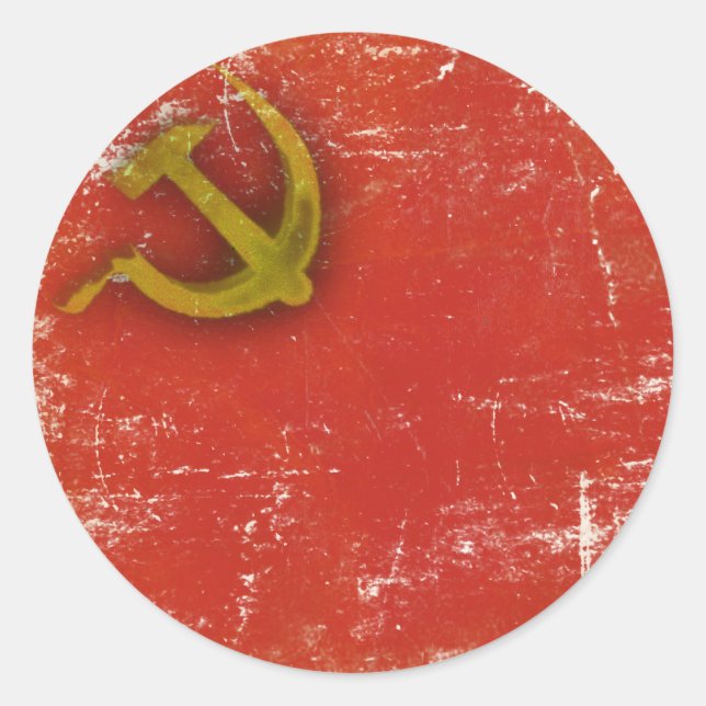 Sticker rond avec Dirty Old Soviet Union Drapeau (Devant)