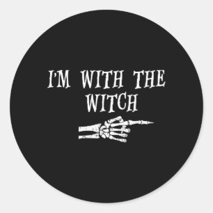 Sticker Rond avec la sorcière drôle d'Halloween et tenue