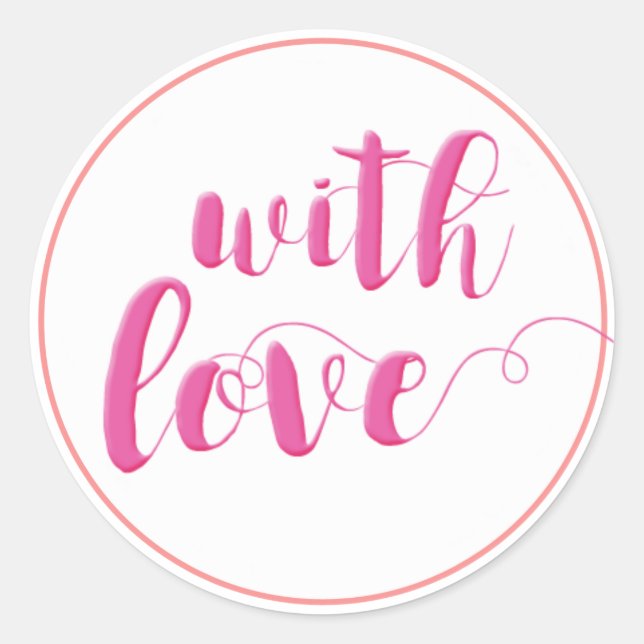 Sticker Rond Avec l'amour, élégante typographie de script Stick (Devant)