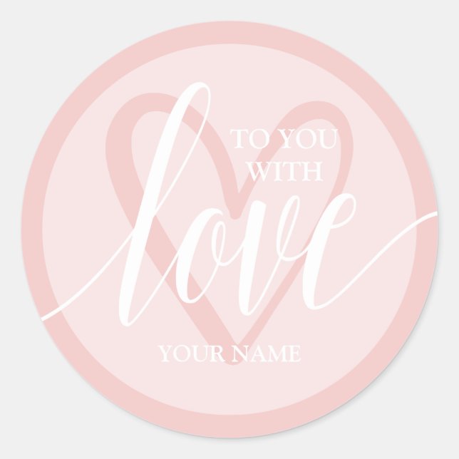 Sticker Rond Avec l'amour rose pâle (Devant)