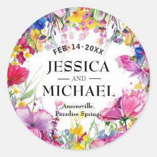 Sticker Rond Avec les noms Fleurs de prairie Bliss