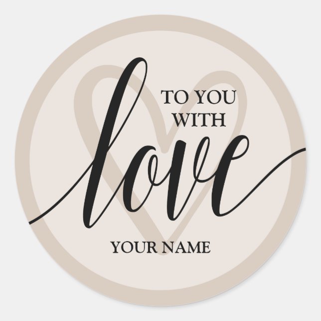 Sticker Rond Avec Love Taupe (Devant)