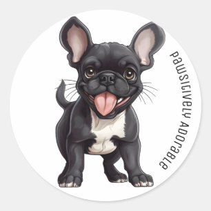 Sticker Rond 🐶 Avec texte personnalisé, chiot français