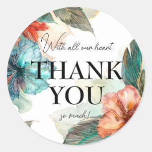 Sticker Rond Avec tout notre coeur Hibiscus Serenade Paradise
