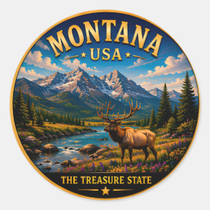 Sticker Rond Aventure dans le Montana Big Sky Country