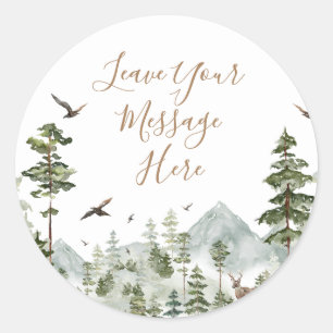 Sticker Rond Aventure d'hiver attend Couple Shower Votre messag