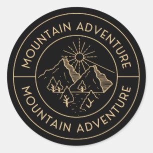 Sticker Rond Aventure en montagne