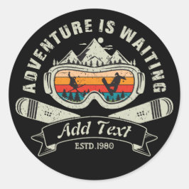 Sticker Rond Aventure Ski Personnalisée Rétro