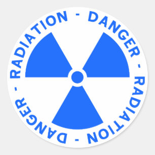 Sticker Rond Avertissement bleu de rayonnement