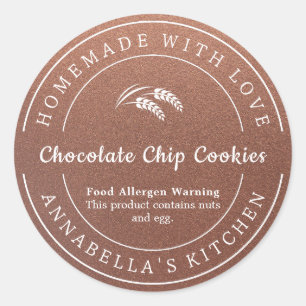 Sticker Rond Avertissement d'allergène alimentaire Bronze Fait