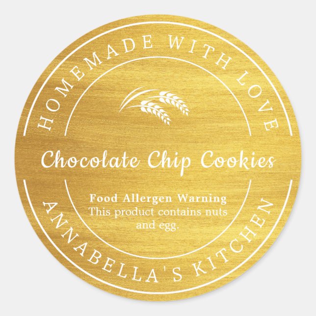 Sticker Rond Avertissement d'allergène alimentaire fait maison  (Devant)