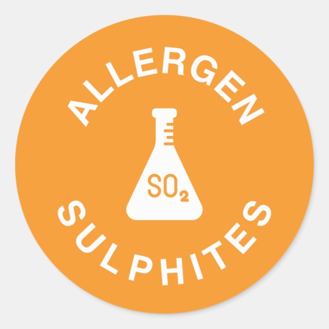 Sticker Rond Avertissement d'allergène aux sulfites (Devant)