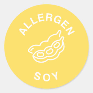 Sticker Rond Avertissement d'allergie au soja