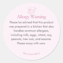 Avertissement d'allergie Cœur Rose Coquette