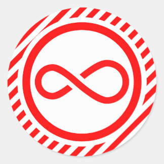 Sticker Rond Avertissement d'autisme Nœud Infini Rouge Blanc