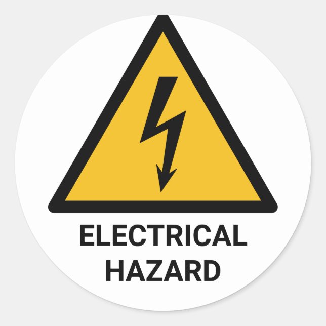 Sticker Rond Avertissement de danger électrique, symbole de cho (Devant)