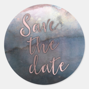 Sticker Rond Avertissement de date de sauvegarde à l'aquarelle 