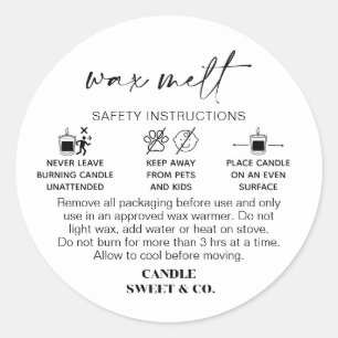 Sticker Rond Avertissement de fusion de cire Instructions pou