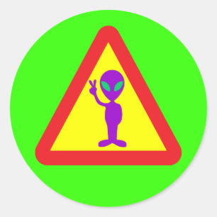 Sticker Rond Avertissement de l'Alien
