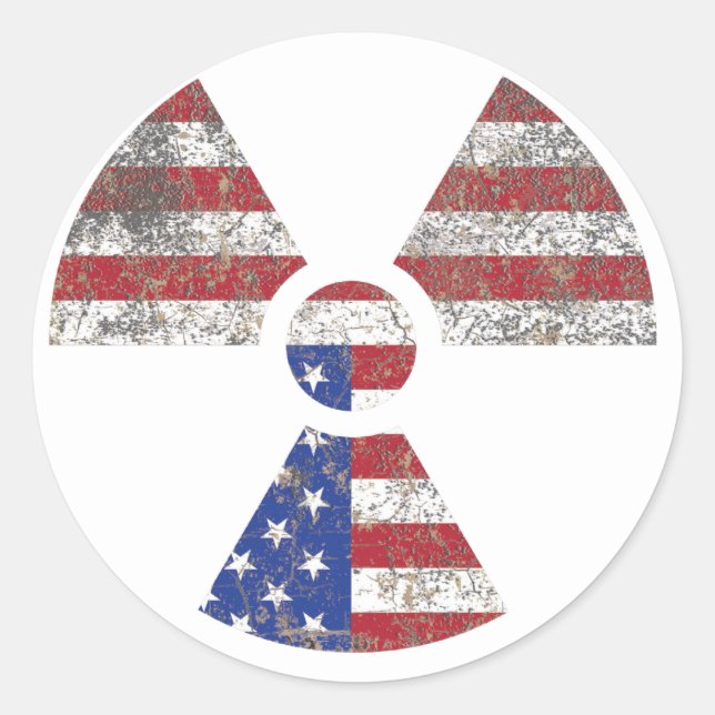Sticker Rond Avertissement de radiation de l'Amérique (Devant)