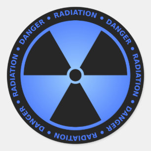 Sticker Rond Avertissement de rayonnement bleu