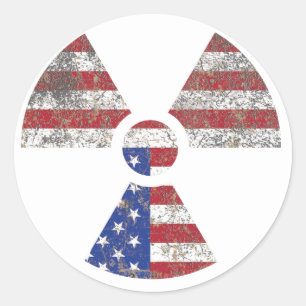 Sticker Rond Avertissement de rayonnement de l'Amérique
