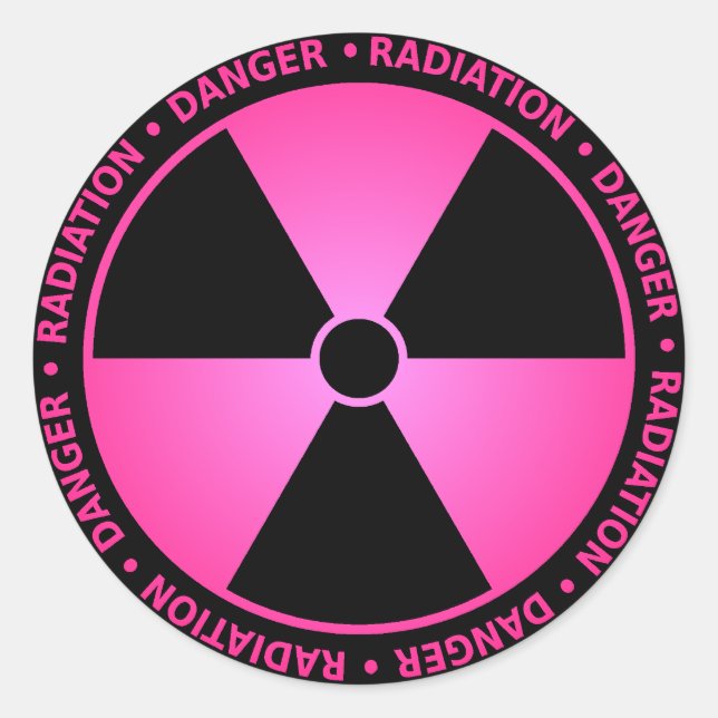 Sticker Rond Avertissement de rayonnement rose (Devant)