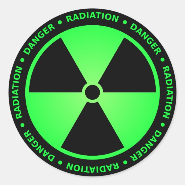 Sticker Rond Avertissement de rayonnement vert (Devant)