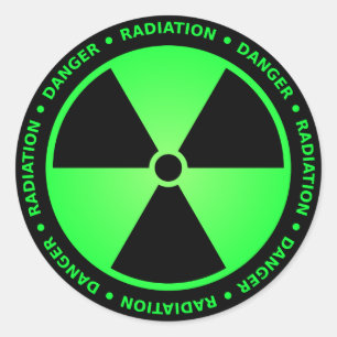 Sticker Rond Avertissement de rayonnement vert