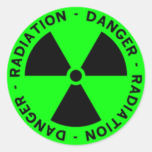 Sticker Rond Avertissement de rayonnement vert