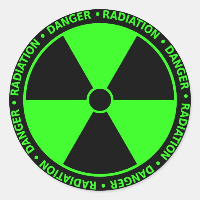 Sticker Rond Avertissement de rayonnement vert (Devant)