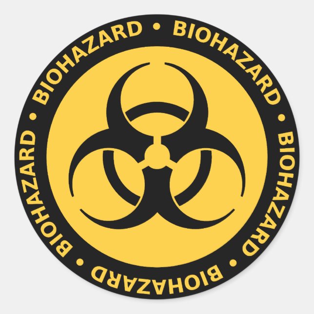 Sticker Rond Avertissement de risque biologique (Devant)