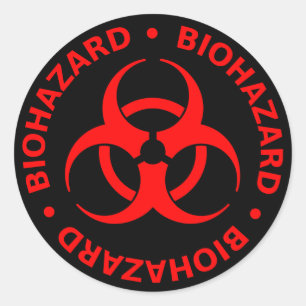Sticker Rond Avertissement de risque biologique rouge