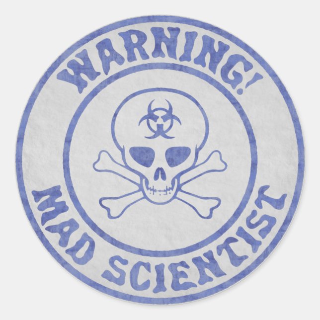 Sticker Rond Avertissement de scientifique (Devant)