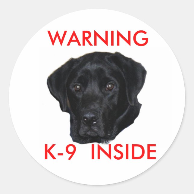 STICKER ROND AVERTISSEMENT, K-9 INTÉRIEUR (Devant)