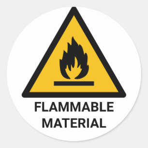 Sticker Rond Avertissement Matériau Inflammable, Symbole de Ris