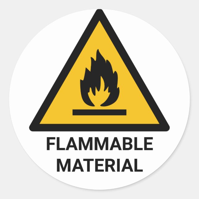 Sticker Rond Avertissement matières inflammables, Symbole de da (Devant)