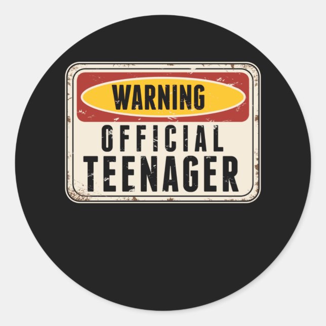 Sticker Rond Avertissement Officiel Jeune Garçons Filles 13e an (Devant)