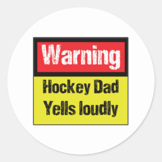 Sticker Rond Avertissement Papa Hockey hurle fort