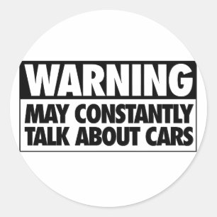 Sticker Rond Avertissement : Peut constamment parler des