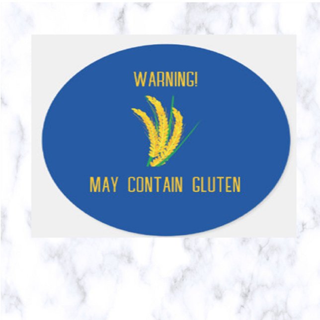 Sticker Rond Avertissement Peut Contenir Du Gluten (Créateur téléchargé)