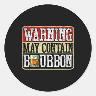 Sticker Rond Avertissement Peut Contenir Un Boisson De Bourbon 